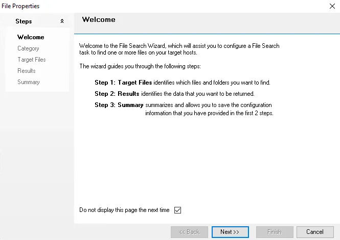 File Search Wizard Welcome page