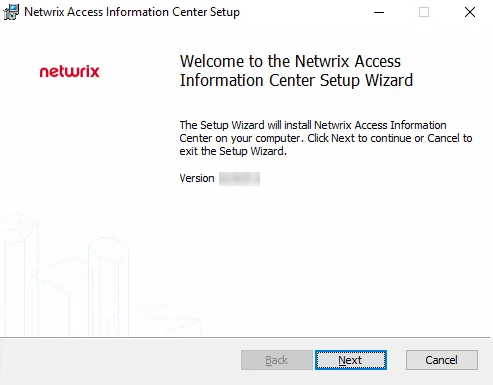 Netwrix Access Information Center Setup Wizard Welcome page