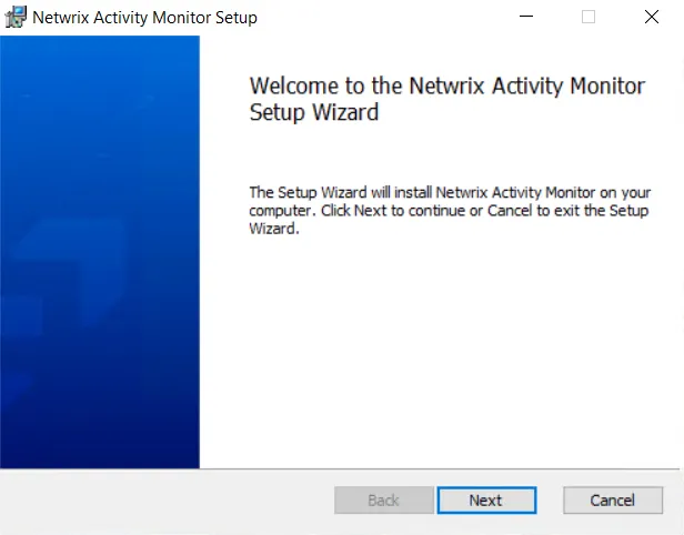 Activty Monitor Setup Wizard - Welcome Page