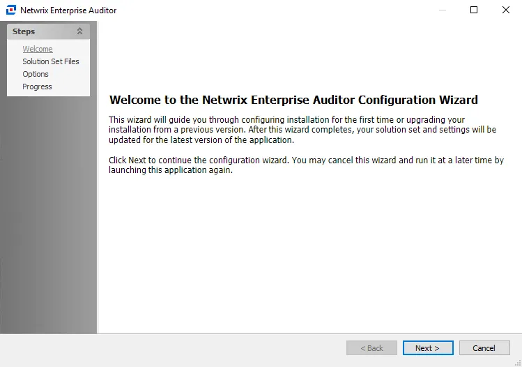 Setup Wizard Welcome page