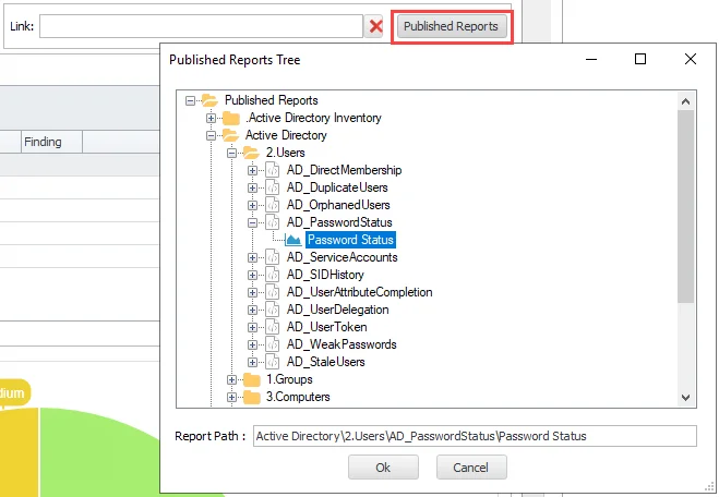 Link Published Reports Tree
