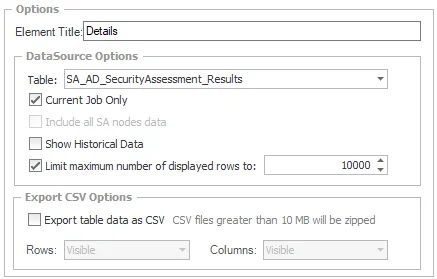 Options section