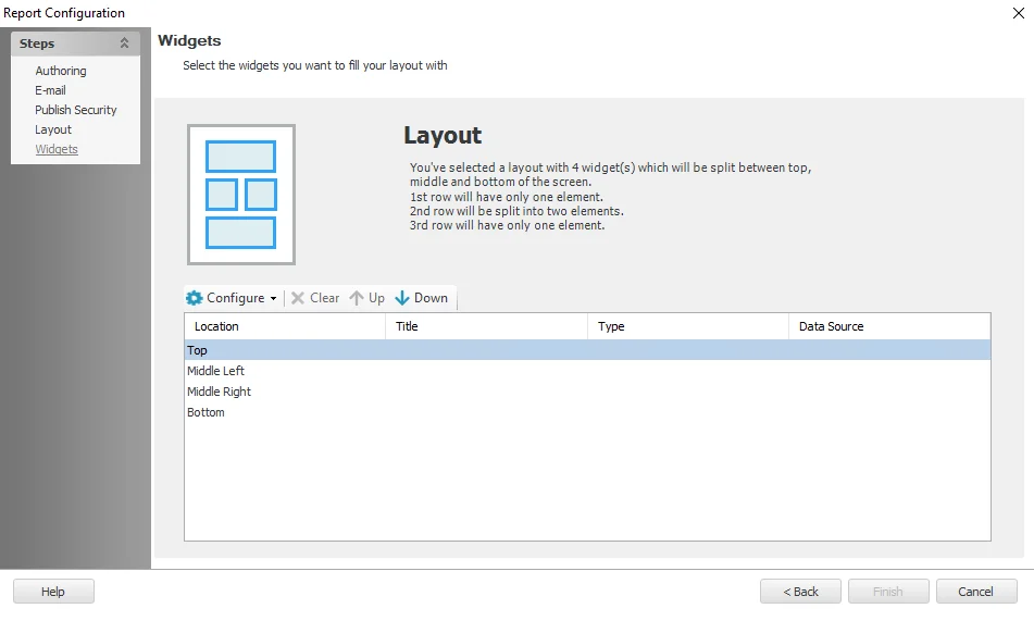 Widgets page
