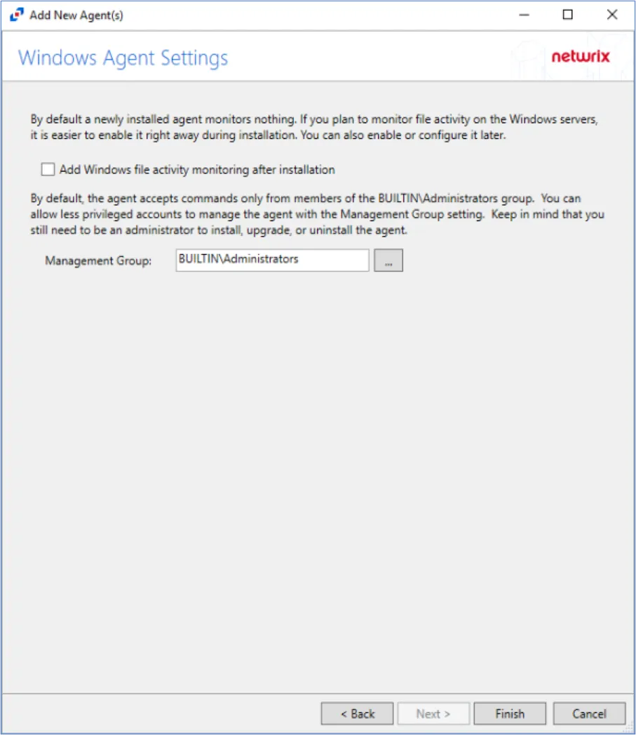 Windows Agent Settings